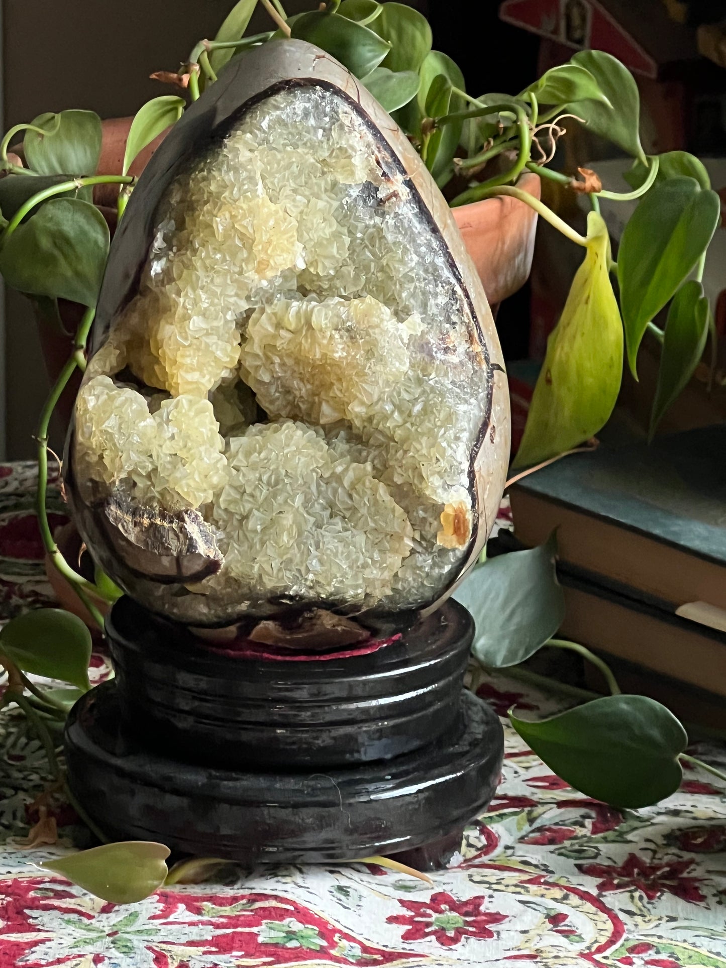 5.1" Polished, Multi-Colored Calcite Filled Septarian Geode "Egg" - Madagascar