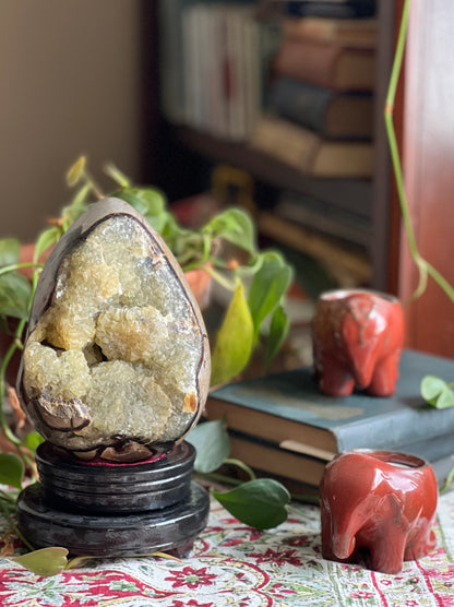 5.1" Polished, Multi-Colored Calcite Filled Septarian Geode "Egg" - Madagascar