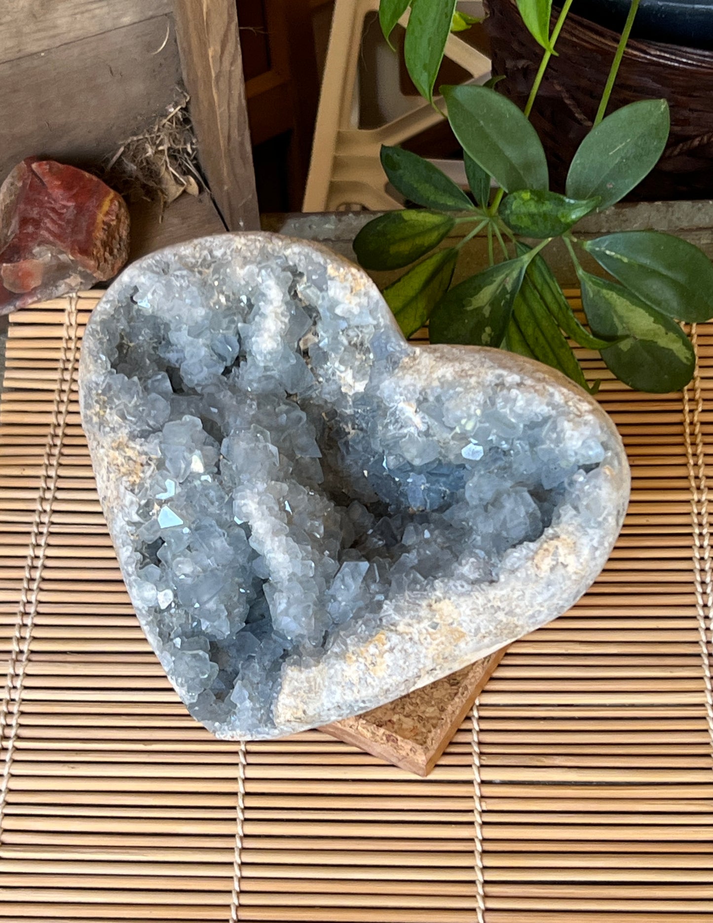 Large Heart Shaped Celestite Cluster