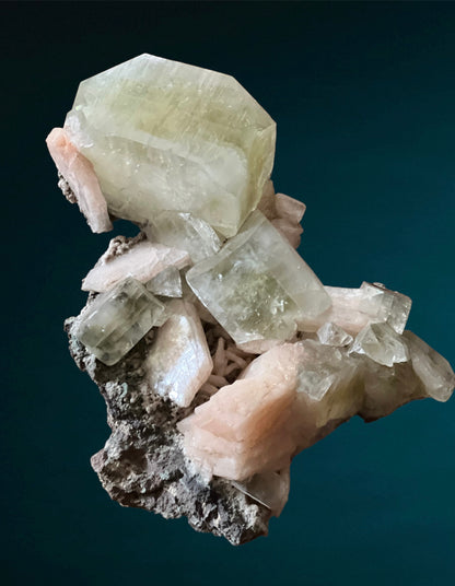 Green Apophyllite and Stilbite Statement Piece