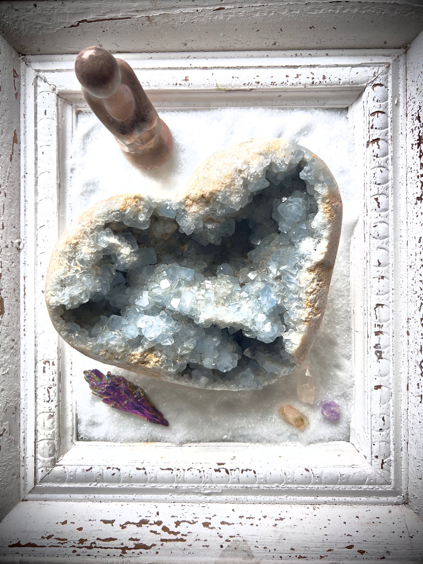 Large Heart Shaped Celestite Cluster