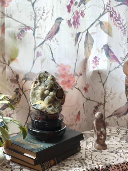 5.1" Polished, Multi-Colored Calcite Filled Septarian Geode "Egg" - Madagascar