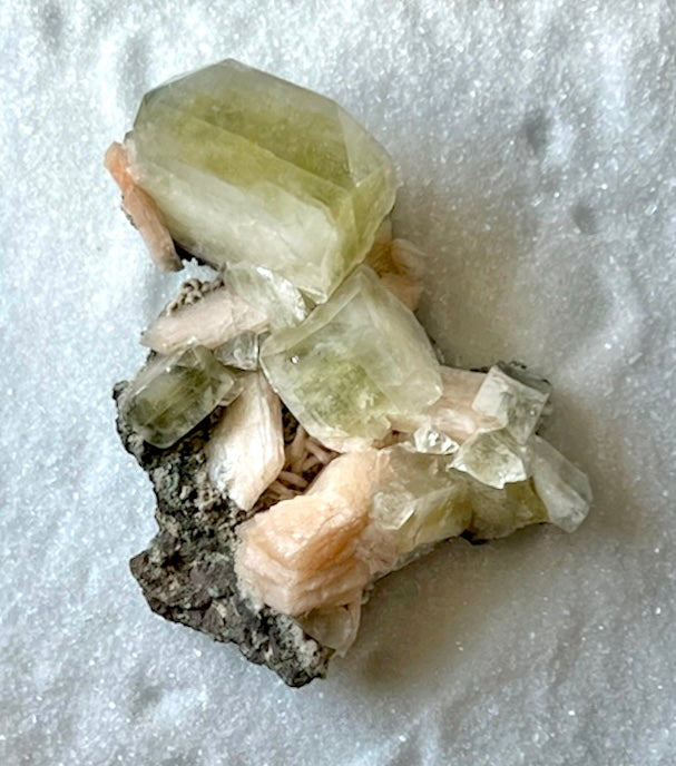 Green Apophyllite and Stilbite Statement Piece