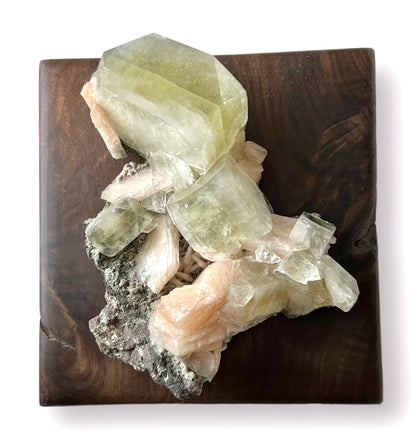 Green Apophyllite and Stilbite Statement Piece
